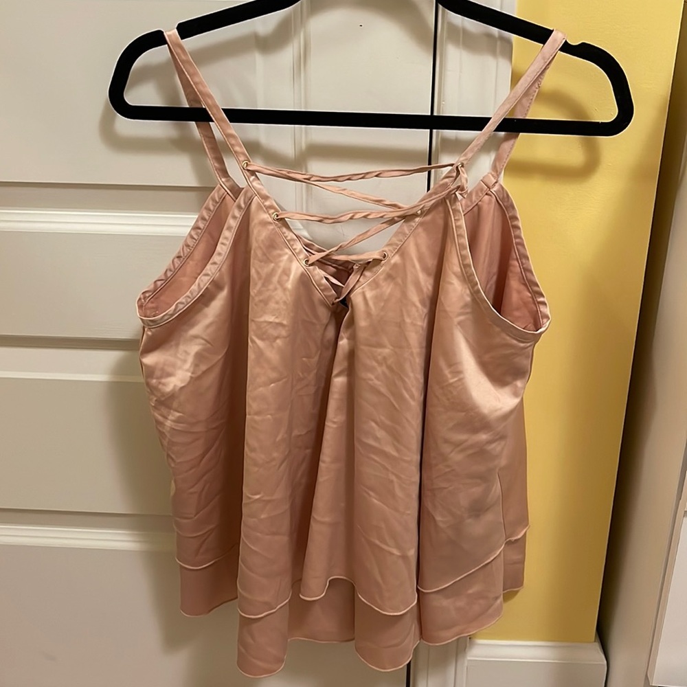 Chalotte Russe pink silk tank top